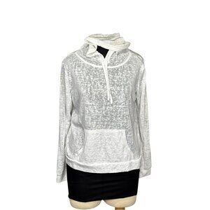 Weatherproof Vintage Sheer White Hooded Pullover Sweatshirt S